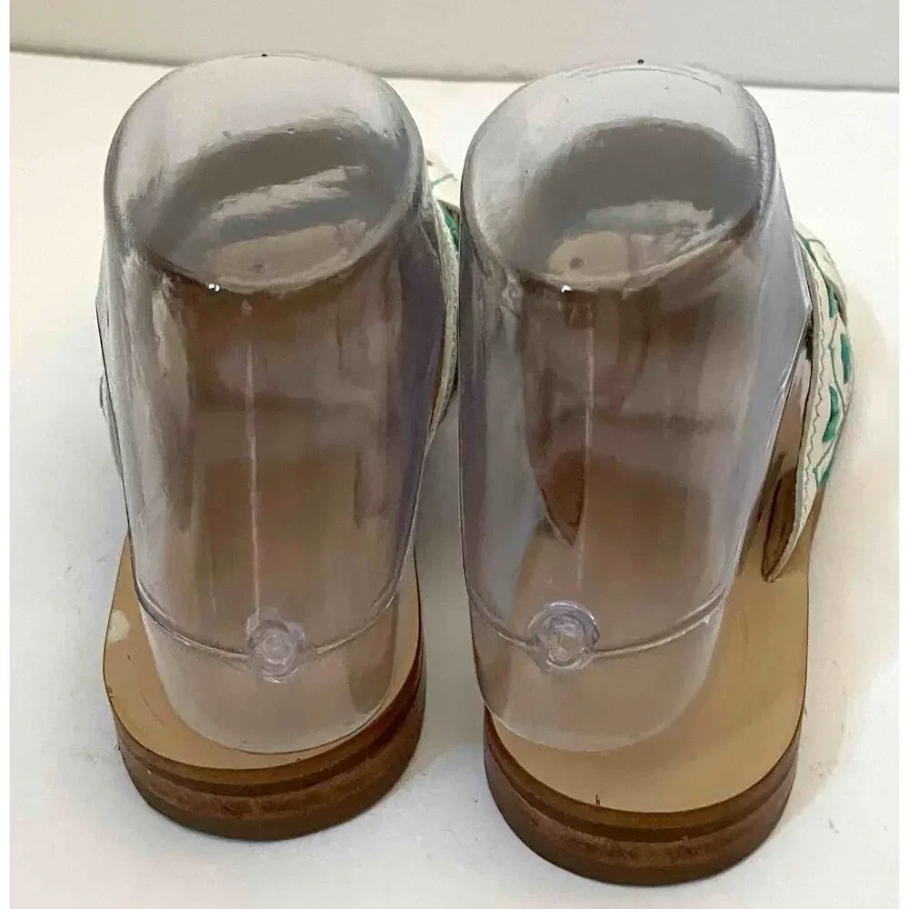 Jack Rogers Leather Southwest Slides Sandals White Green Orange Size 6